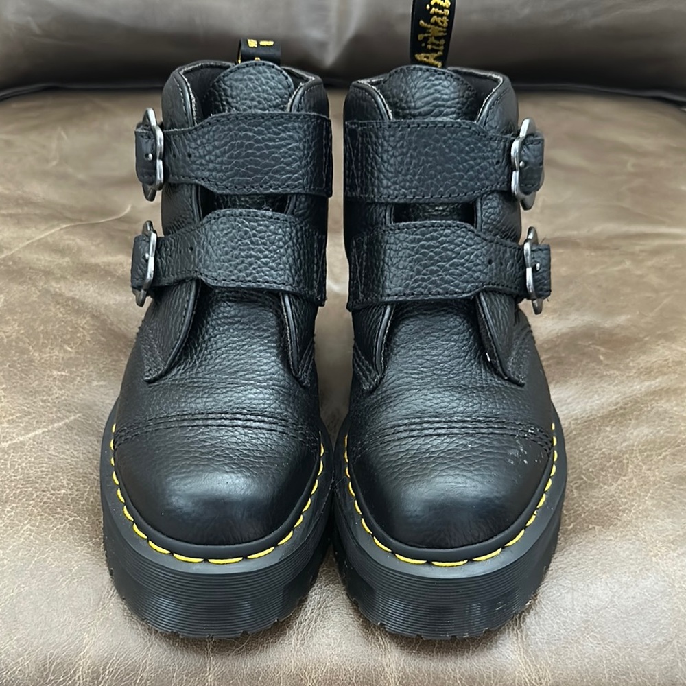 Dr. Martens Black Combat Moto Boots with Chunky Sole
